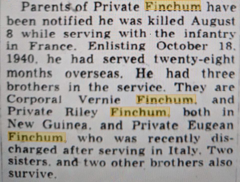 FINCHUM Chester L presse