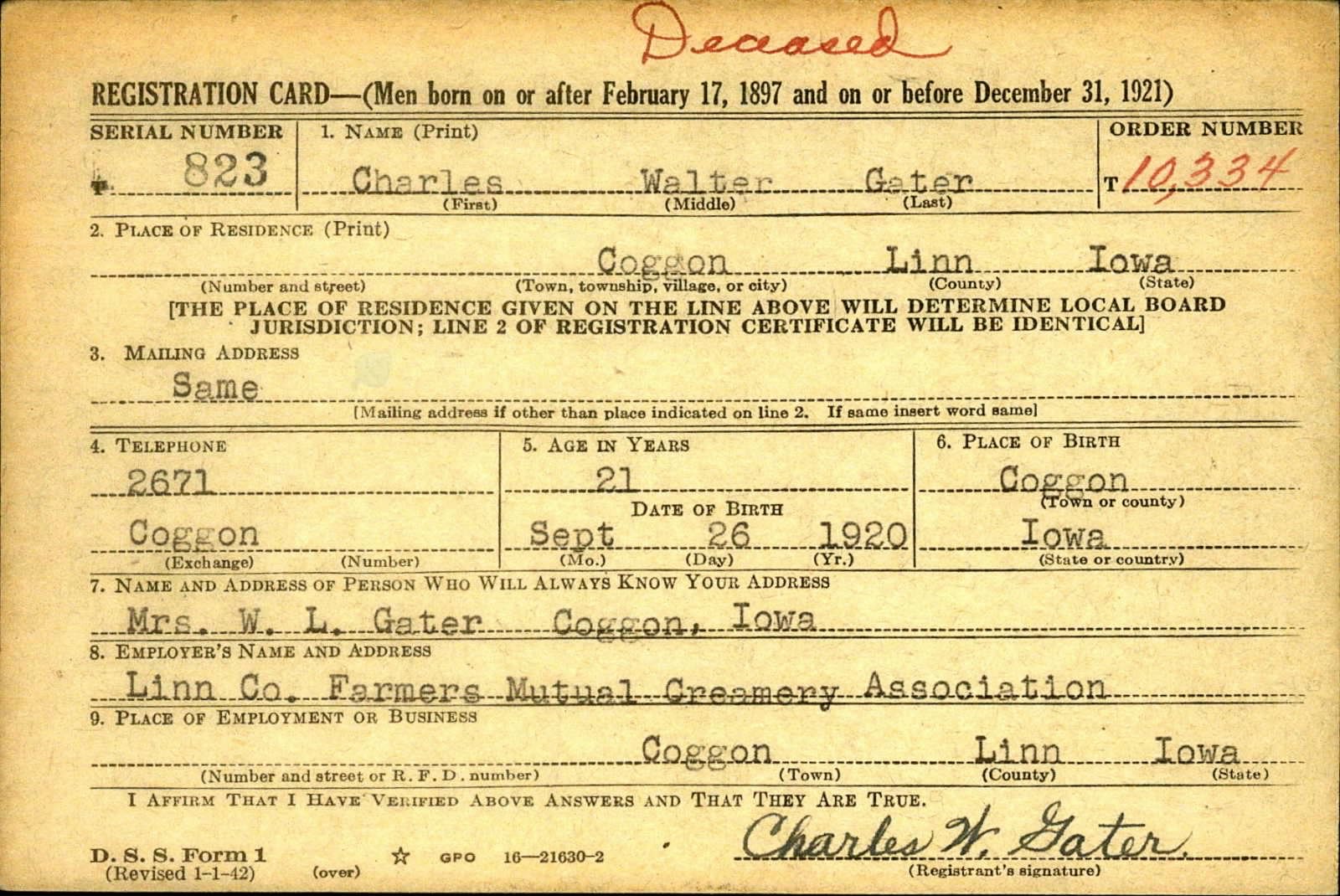 GATER Charles W - 175 IR 29 ID