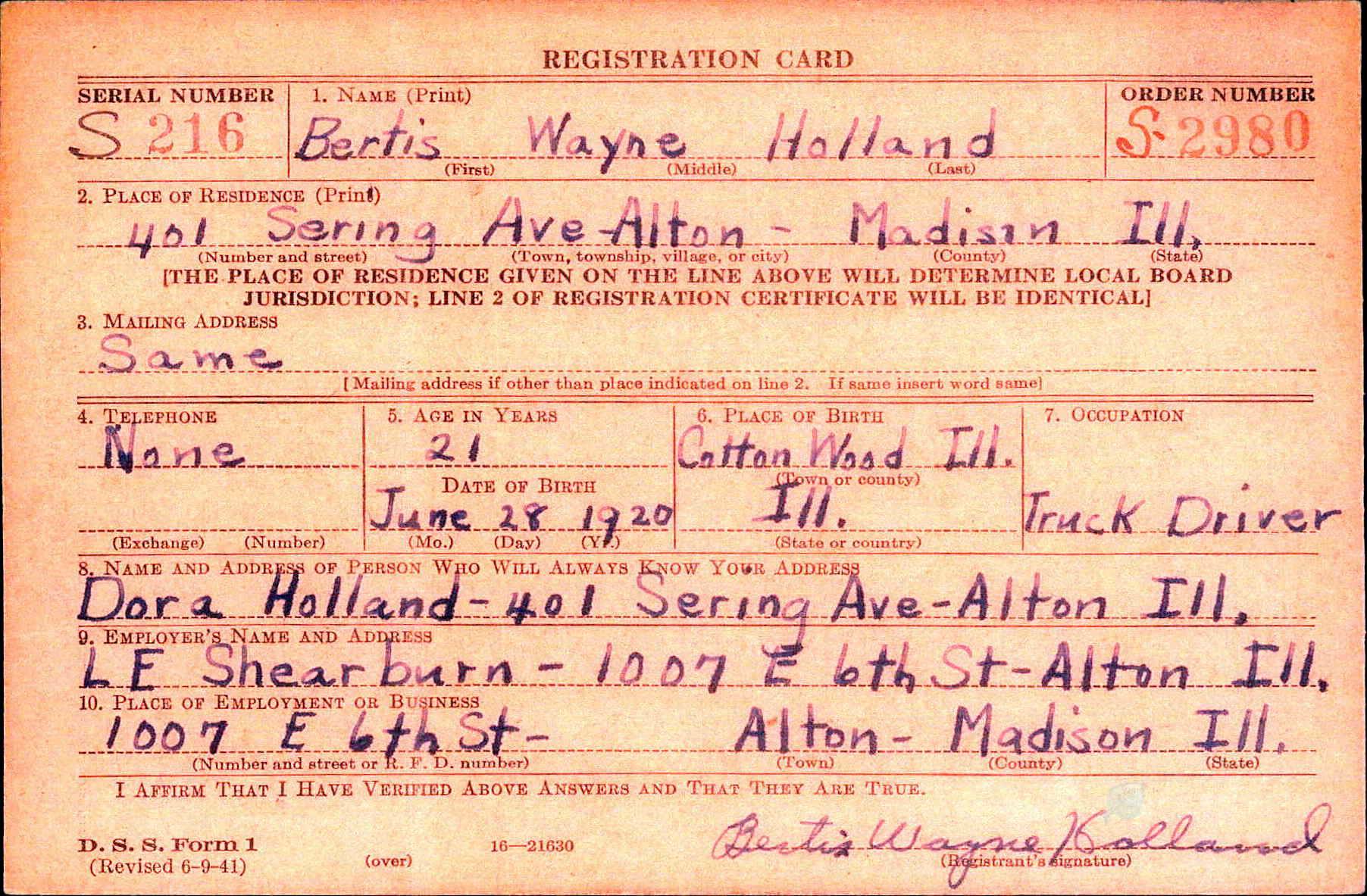 HOLLAND Bertis W