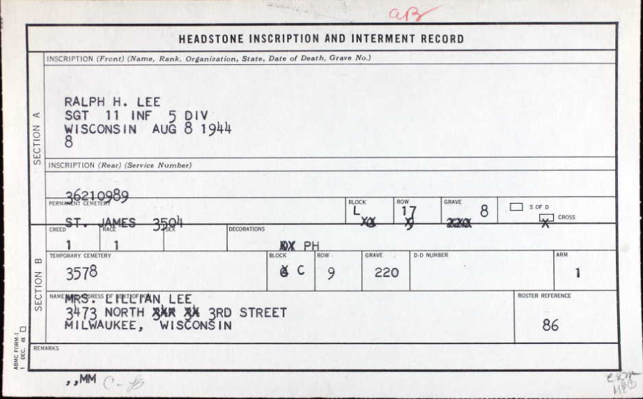 LEE Ralph H 