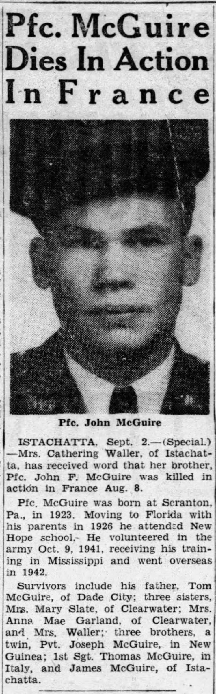 MC GUIRE John F 