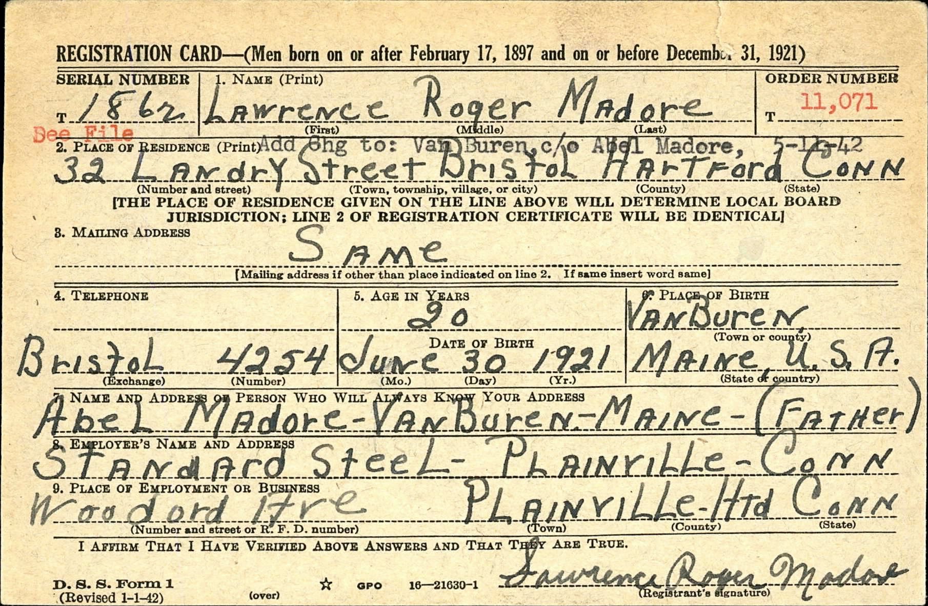 MADORE Lawrence R