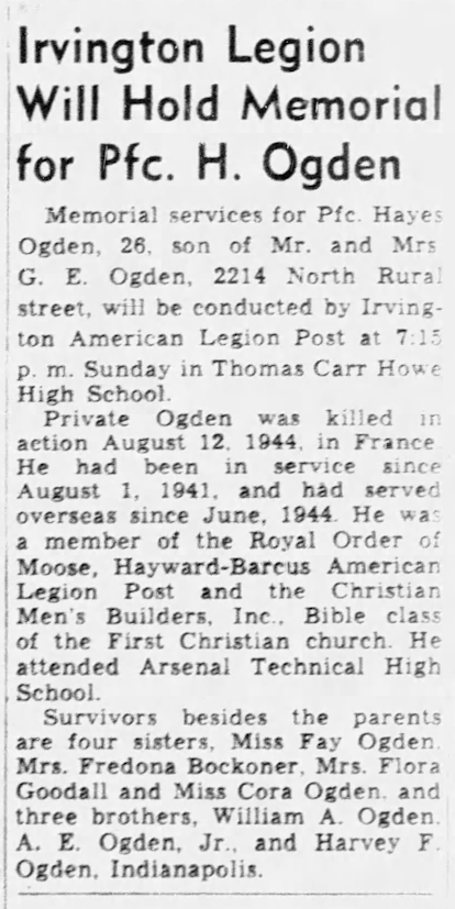 OGDEN Hayes C - 121 IR 8 ID