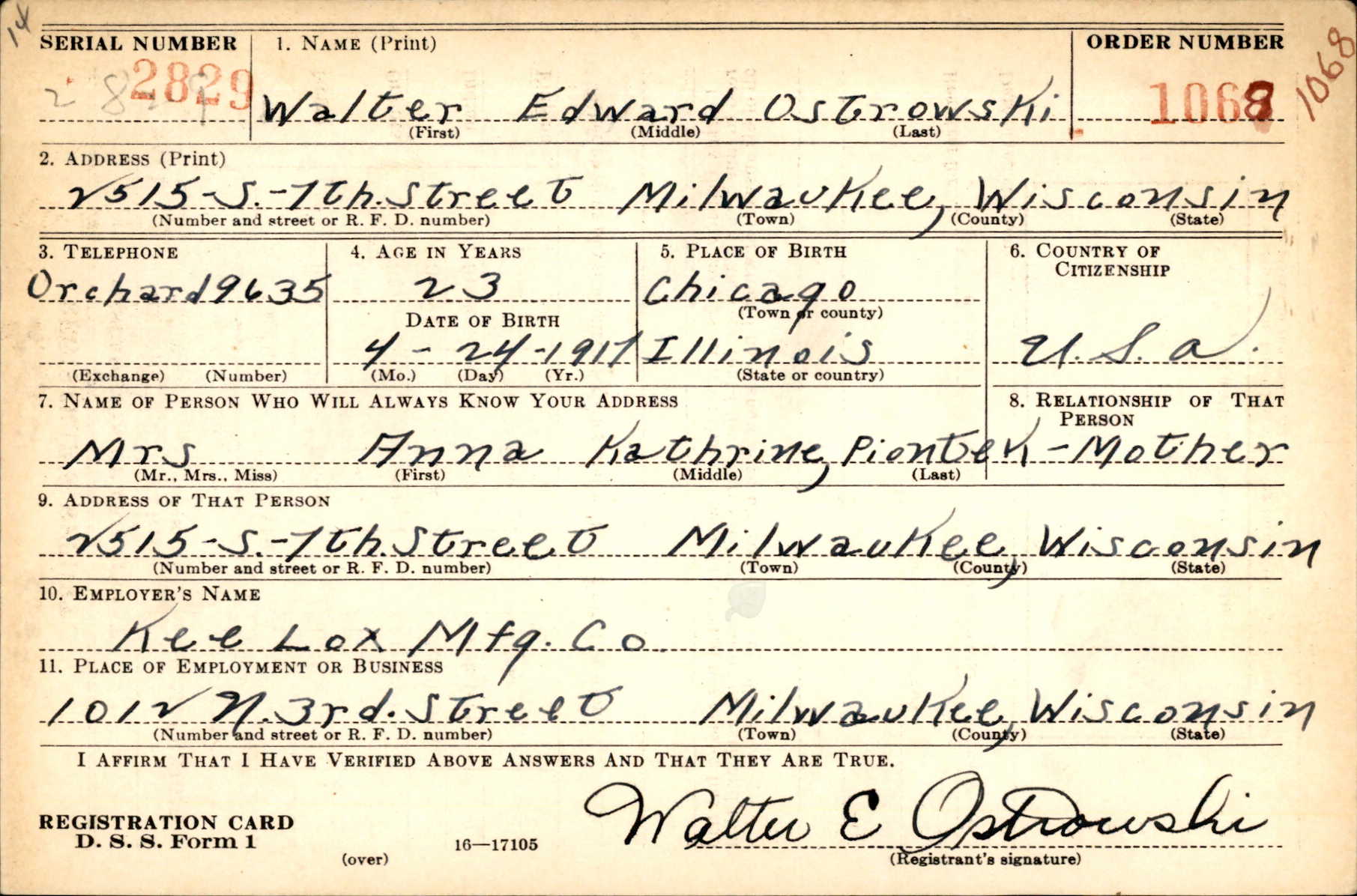 OSTROWSKI Walter E - 39 IR 9 ID