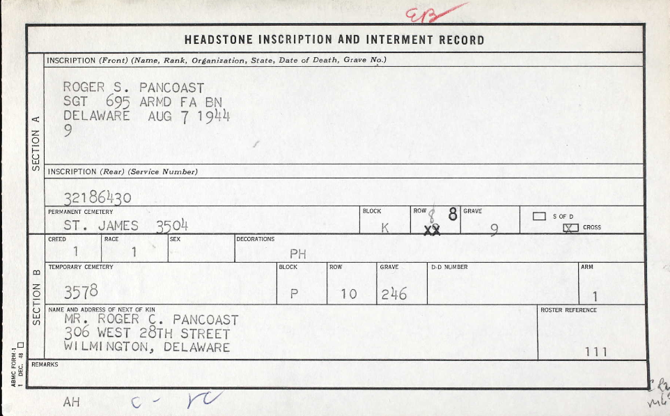 PANCOAST Roger S - 695 AFAB