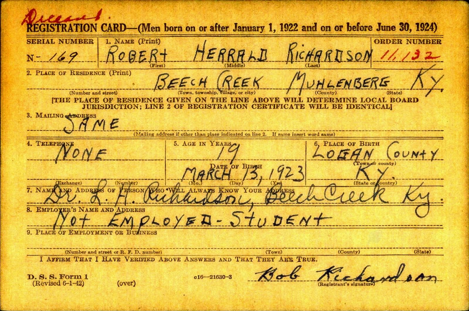 RICHARDSON Robert H  